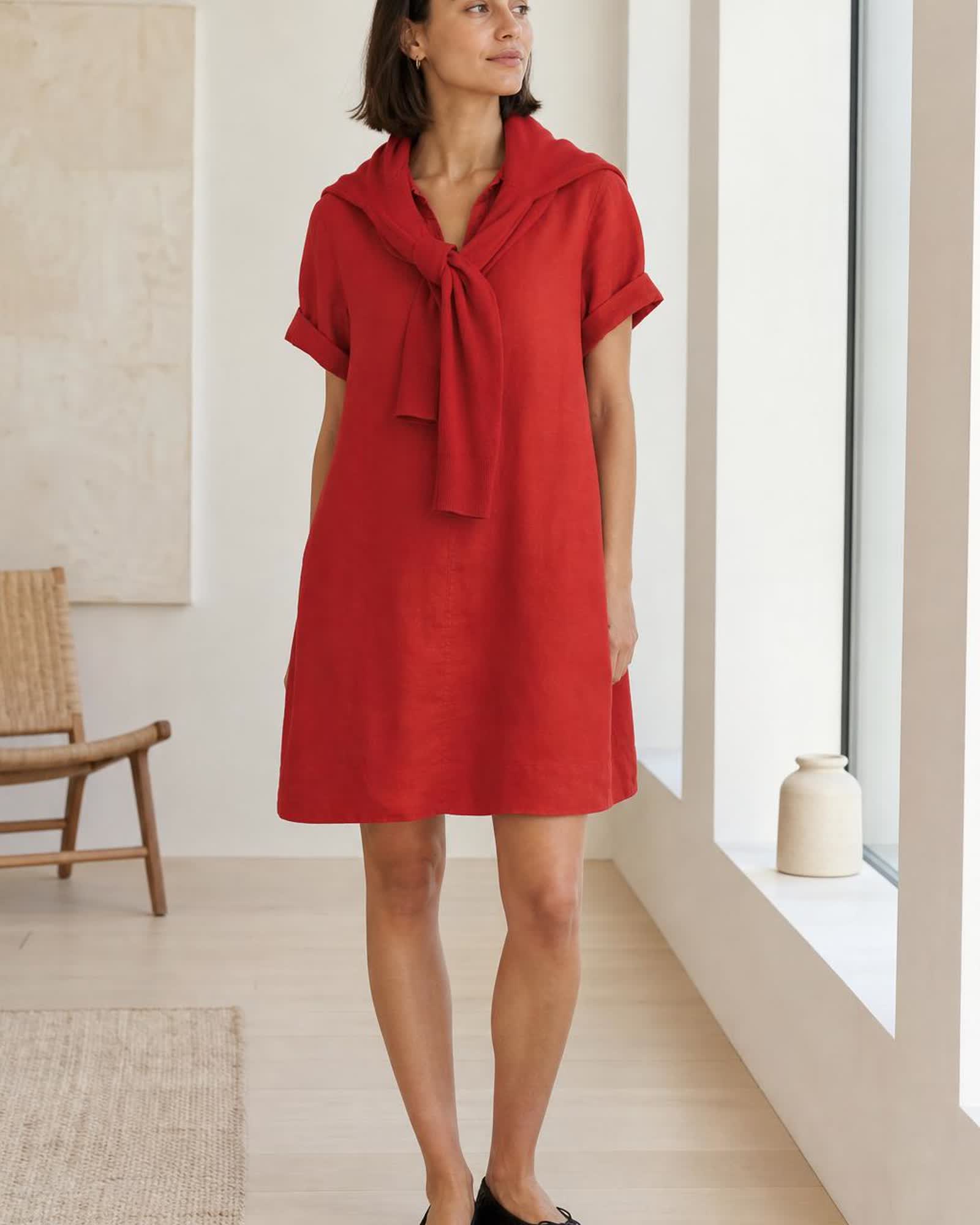 The European Linen Mini Dress in Chile